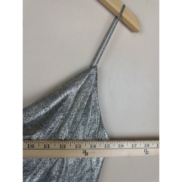 Alice + Olivia Harmie Silver Metallic Mini Dress Women’s Size 4 - Picture 10 of 10